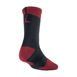 NIKE Men's Jordan Dri-FIT Crew Socks, Black/Gym Red - Med