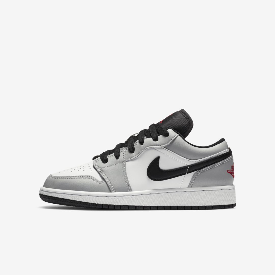 Jordan Air  1 Low Big Kids' Shoe In Light Smoke Grey,white,black,gym Red