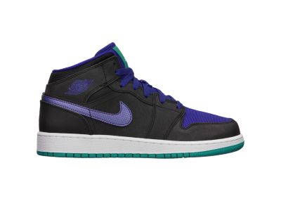 Nike Air Jordan 1 Mid 3.5y-7y Boys' Shoes - Black, 3.5Y