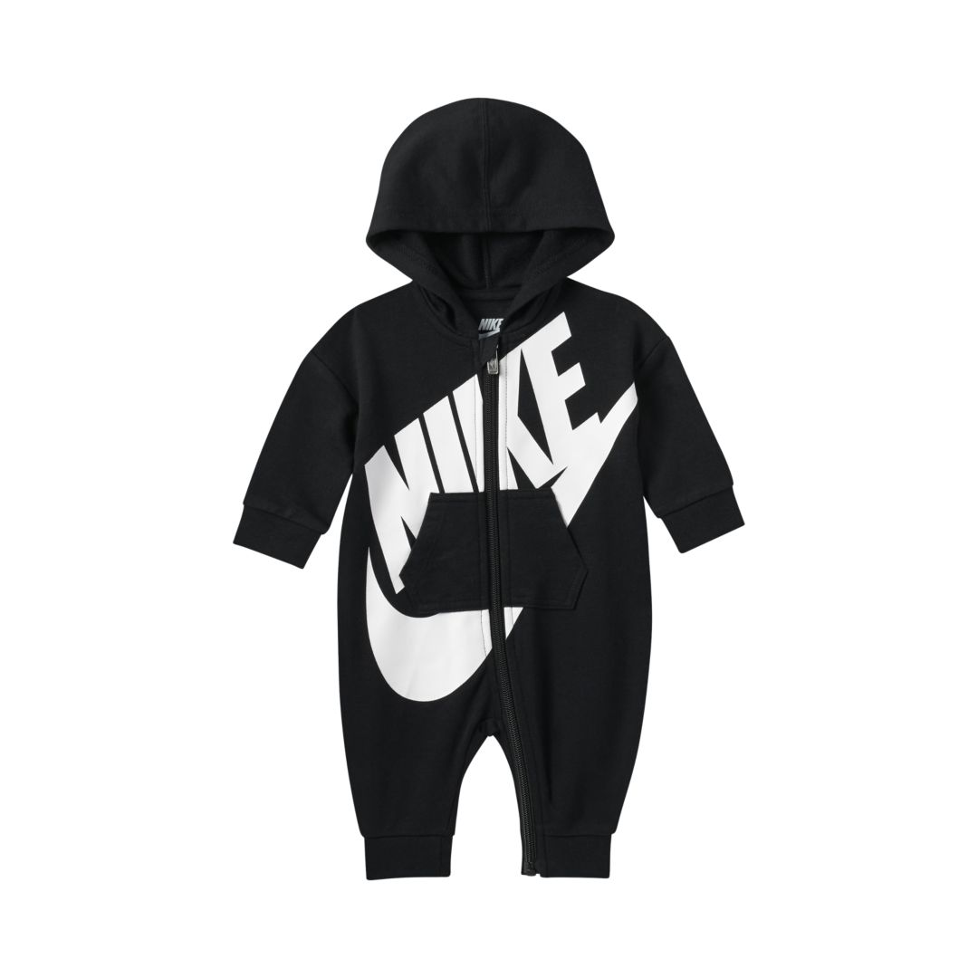 Nike Baby Hooded Coverall In Black