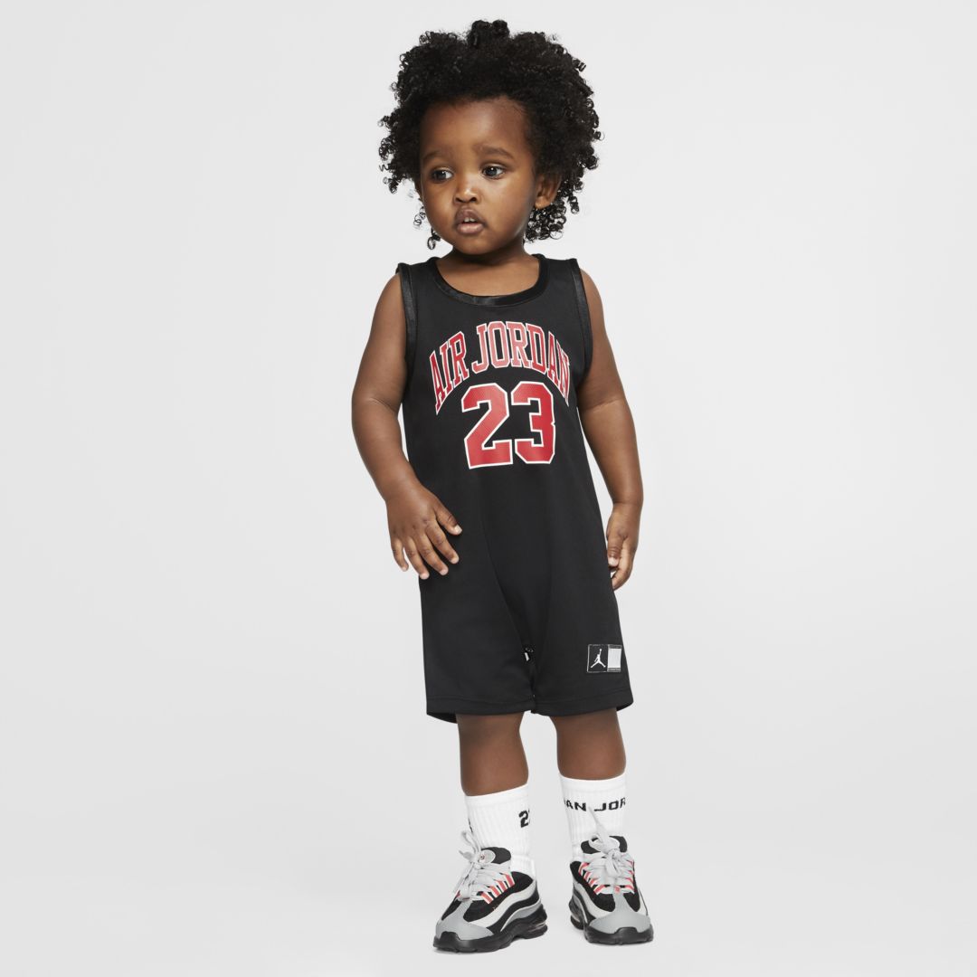 Jordan Baby (12-24m) Jersey Romper In Black