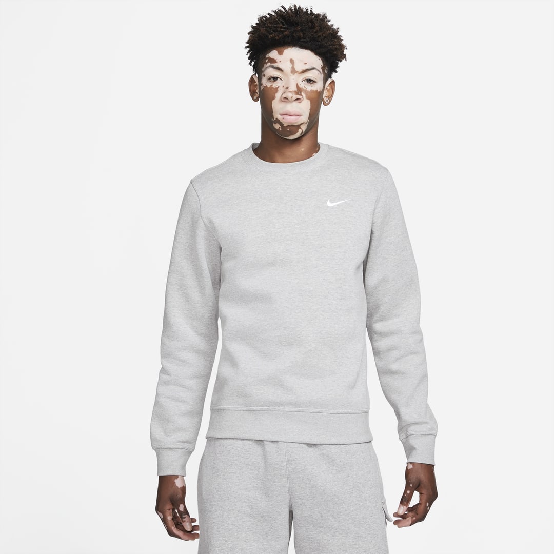 Nike Sportswear Club Fleece Men's Crew In Dark Grey Heather,white