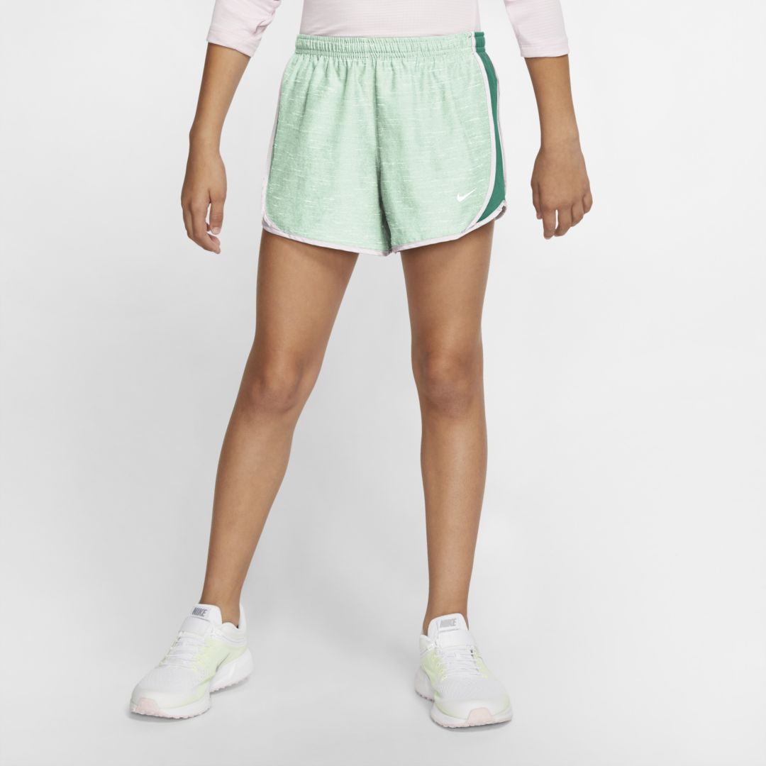 Nike Dri-fit Tempo Big Kids' Running Shorts In Barely Green,neptune Green,white,white