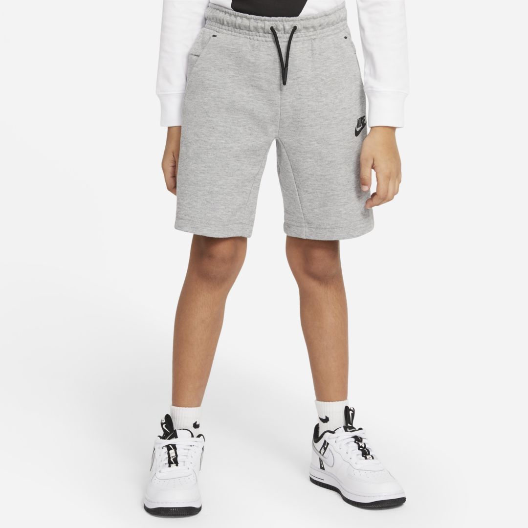 Shop Nike Sportswear Tech Fleece Little Kids' Shorts In Dark Grey Heather