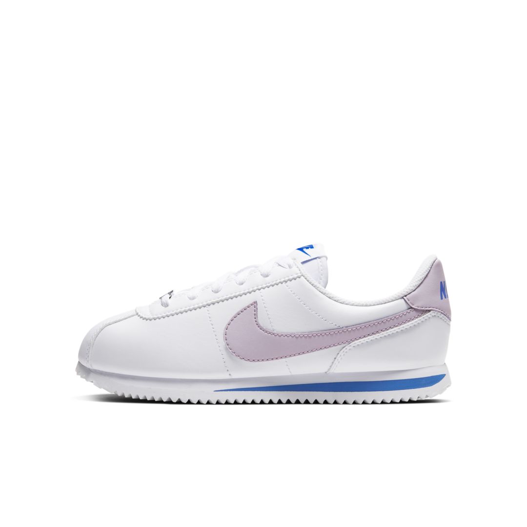 Nike Cortez Basic Sl Big Kids' Shoe In White/soar/metallic Silver/iced Lilac