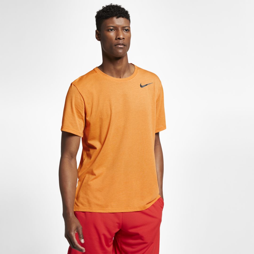 Nike Breathe Men's Short-sleeve Training Top In Orange