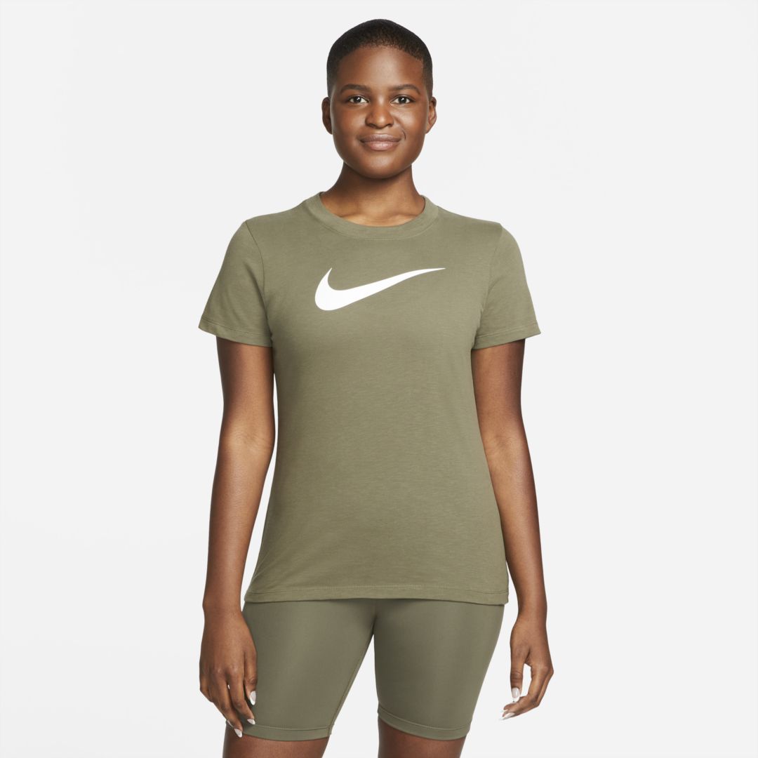 Nike Dri-fit Women's Training T-shirt In Medium Olive,white
