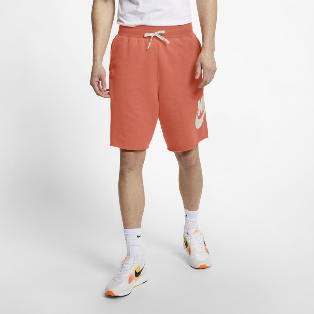 Nike Sportswear Alumni Men's French Terry Shorts In Turf Orange,heather,sail