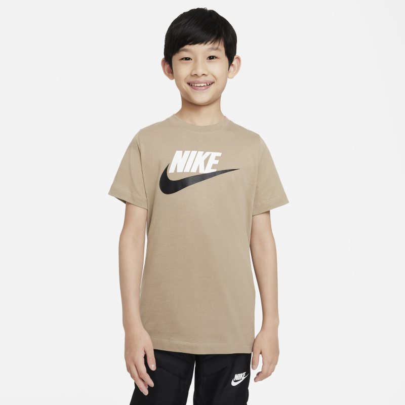 Bawełniany T-shirt dla dużych dzieci Nike Sportswear - Brązowy