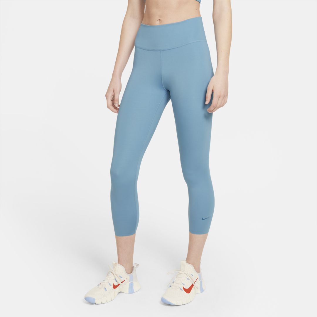 Nike One Luxe Women's Mid-rise Crop Leggings In Cerulean,clear