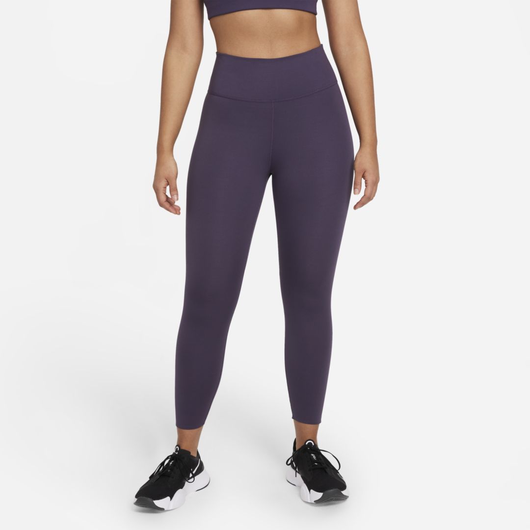 Nike One Luxe Women's Mid-rise Crop Leggings In Dark Raisin,clear