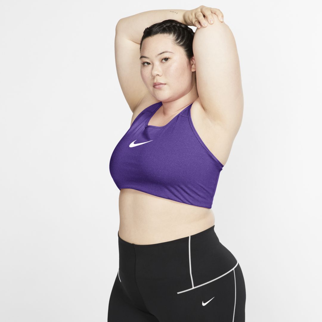 Nike Swoosh Women's Medium-support Non-padded Sports Bra In Wild Berry,white