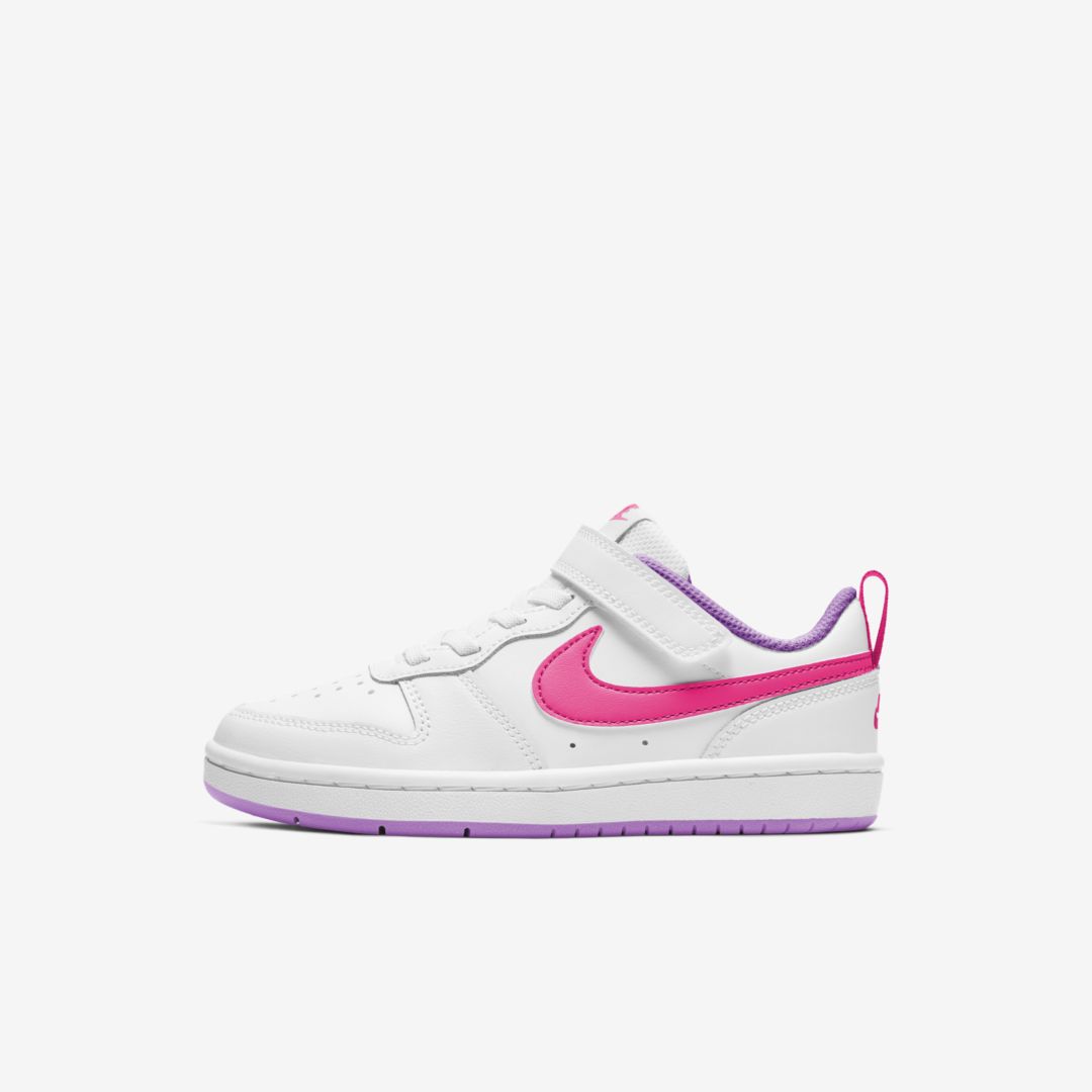 Nike Court Borough Low 2 Little Kids' Shoes In White,fuchsia Glow,hyper Pink