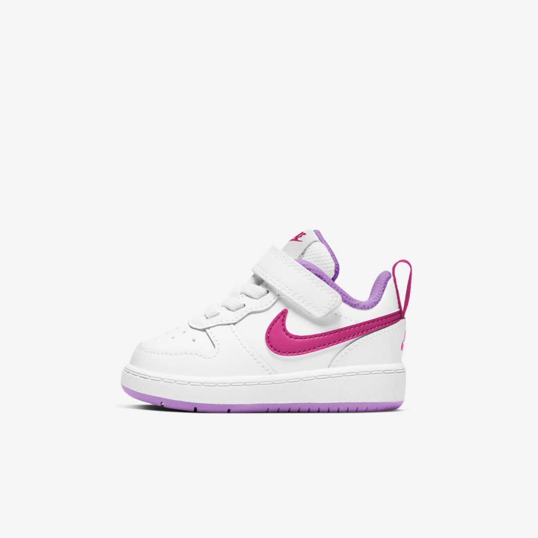 Nike Court Borough Low 2 Baby/toddler Shoe In White,fuchsia Glow,hyper Pink