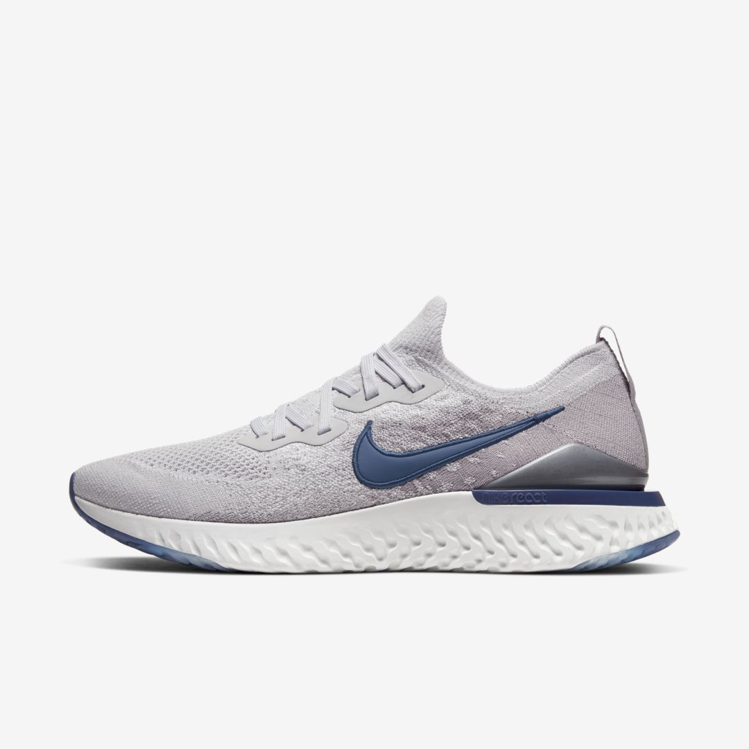 Nike Epic React Flyknit 2 Men's Running Shoes In Vast Grey,atmosphere Grey,metallic Silver,coastal Blue