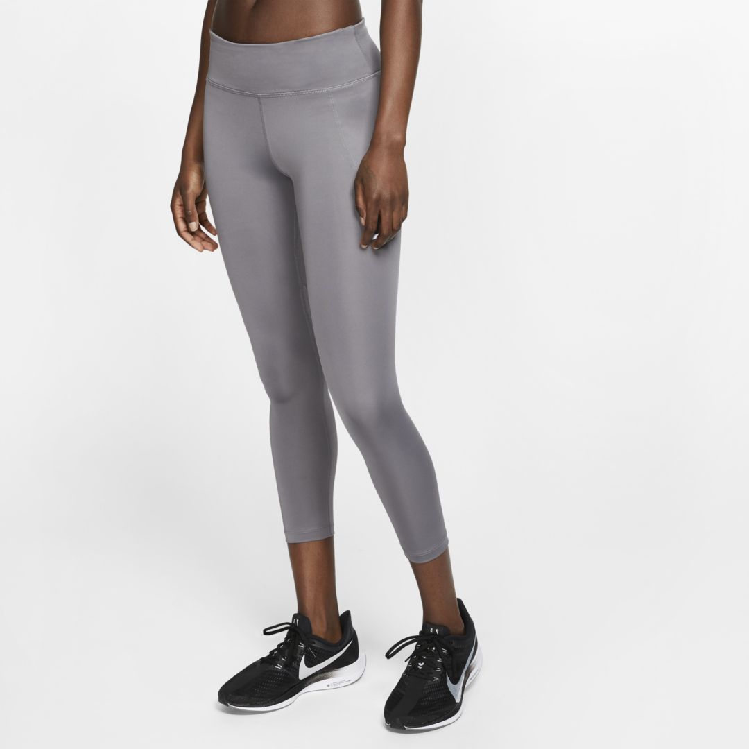 Nike Women's Fast Mid-rise Crop Running Leggings In Grey