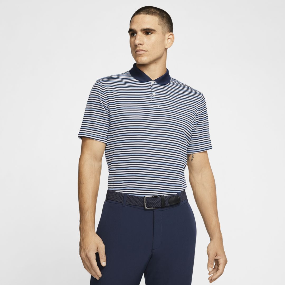Nike Dri-fit Victory Men's Striped Golf Polo In Obsidian,white,psychic Blue,white