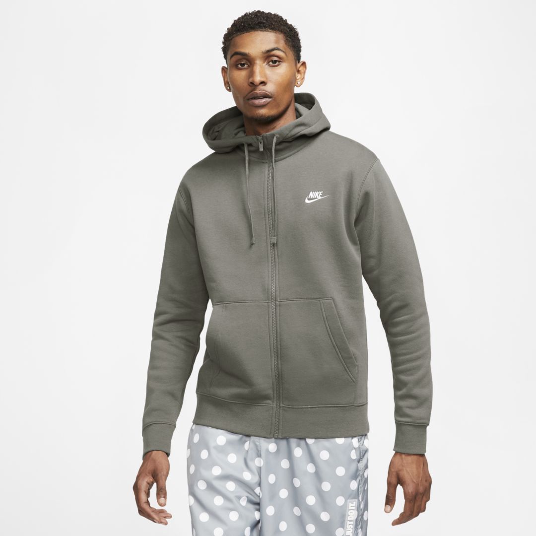 Nike Sportswear Club Fleece Men's Full-zip Hoodie In Light Army,light Army,white
