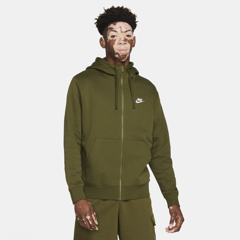 Image of Felpa con cappuccio e zip a tutta lunghezza Nike Sportswear Club Fleece - Uomo - Verde