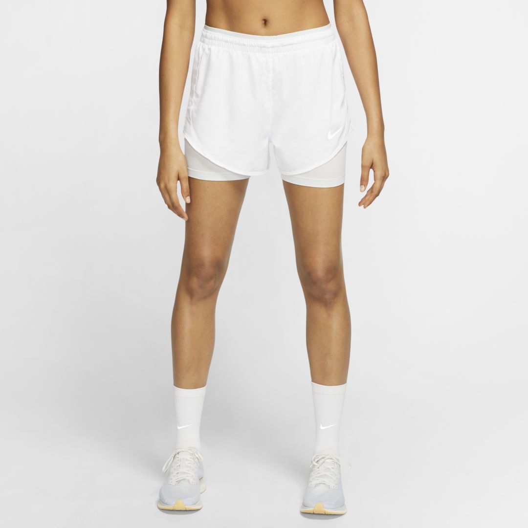 NIKE TEMPO LUXE WOMEN'S 2-IN-1 RUNNING SHORTS (WHITE) - CLEARANCE SALE