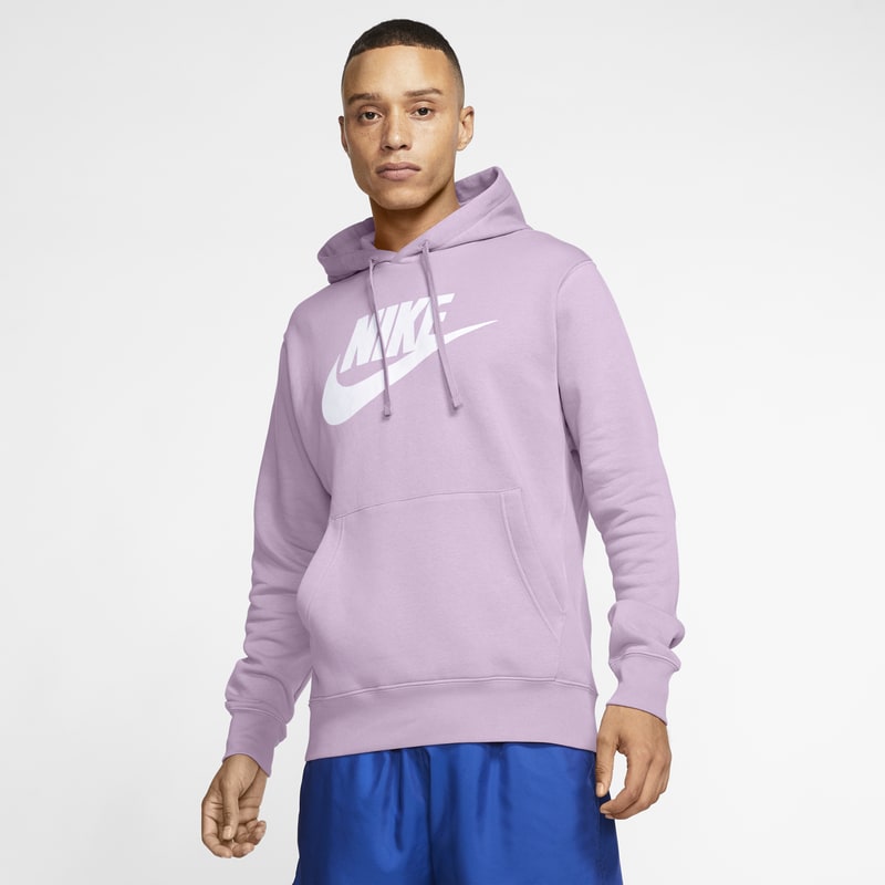 Męska bluza z kapturem i grafiką Nike Sportswear Club Fleece - Fiolet