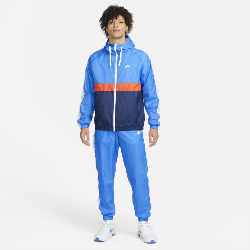 Męski dres z tkaniny z kapturem Nike Sportswear - Niebieski