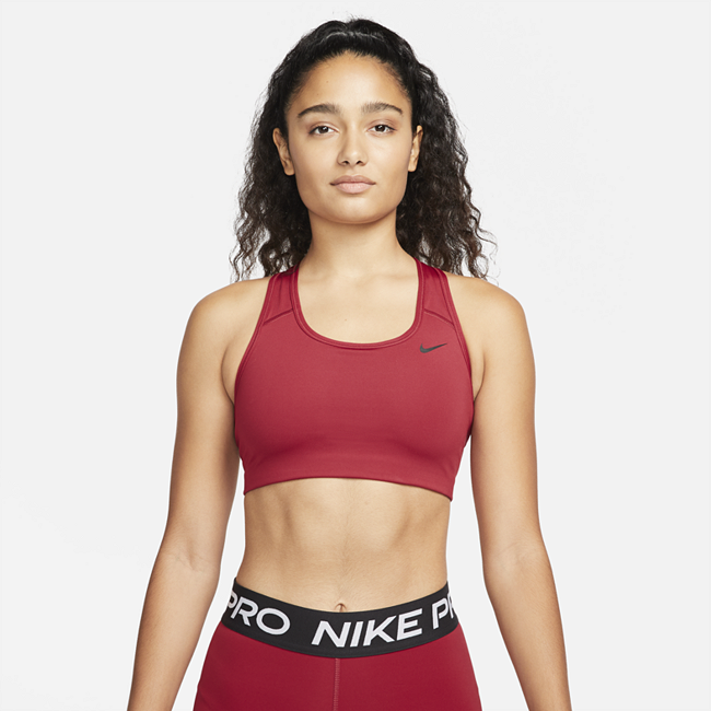 Спортивное бра без вкладыша со средней поддержкой Nike Dri-FIT Swoosh - Красный