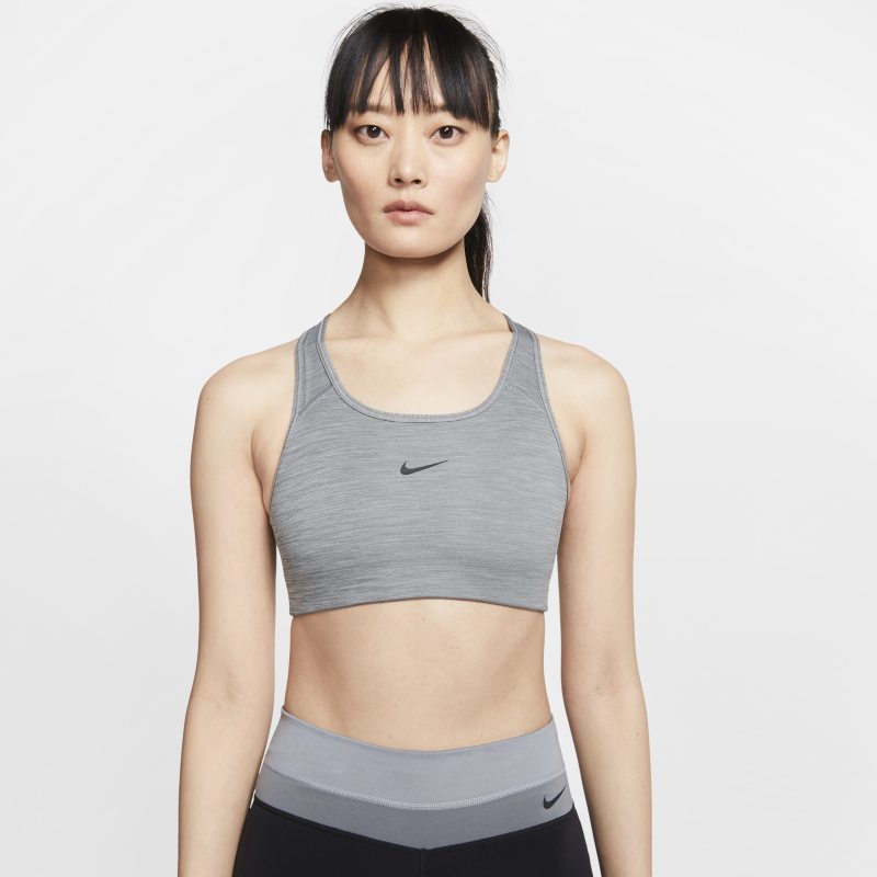 Nike Dri-FIT Swoosh Sport-bh met medium ondersteuning en pad uitéén stuk – Grijs