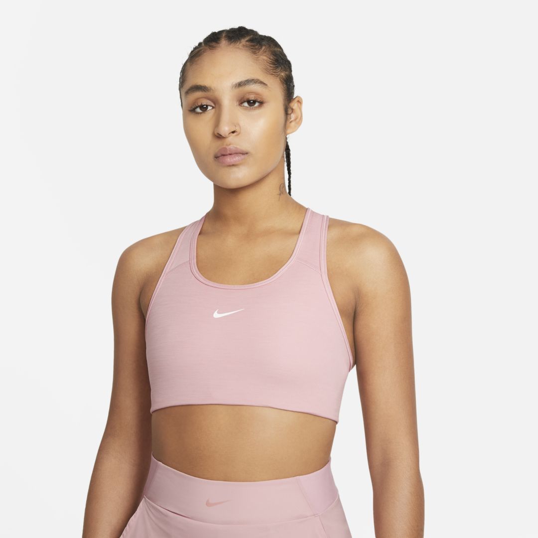 Nike Dri-fit Swoosh Women's Medium-support 1-piece Pad Sports Bra In Pink
