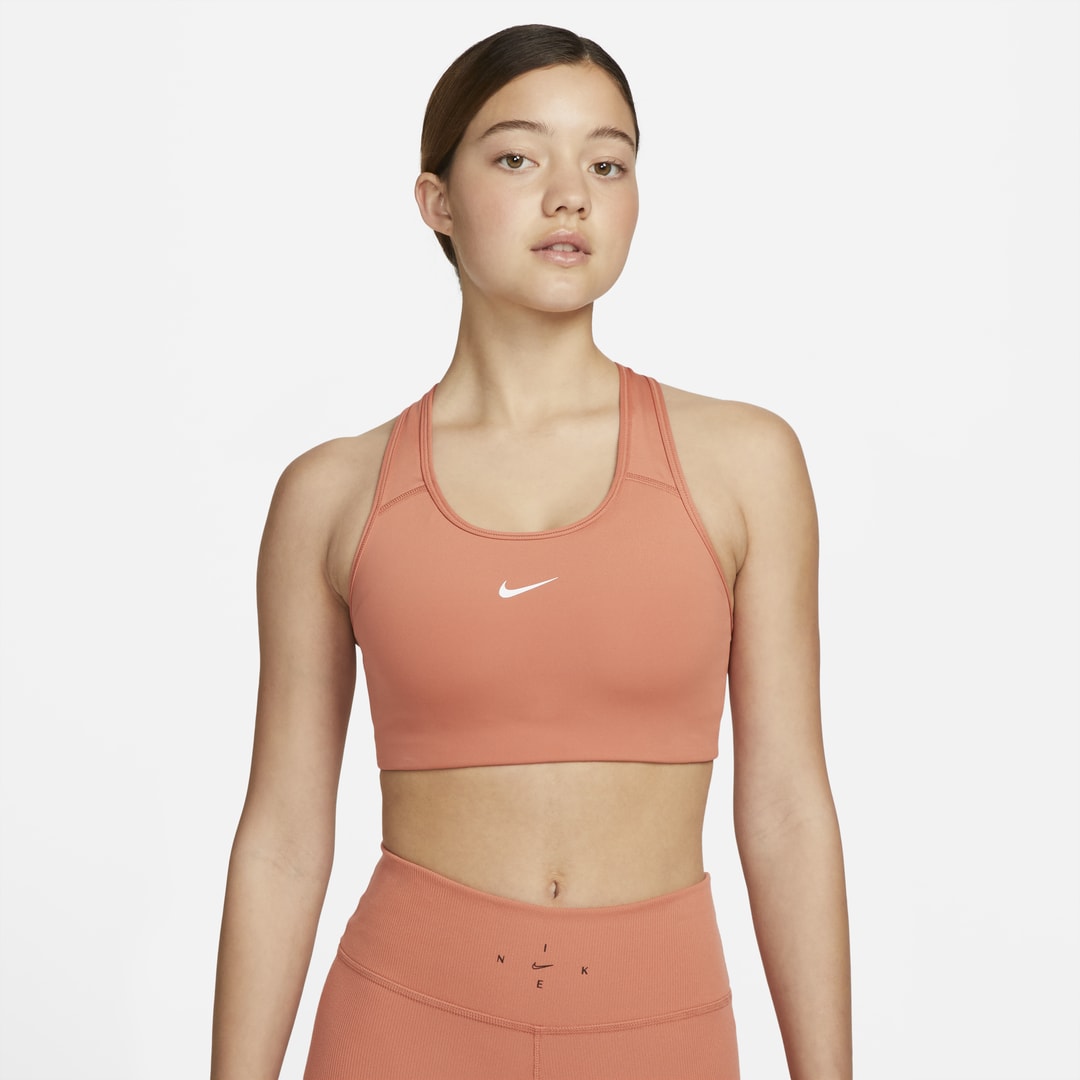 Nike Women's Swoosh Medium-support 1-piece Pad Sports Bra In Orange