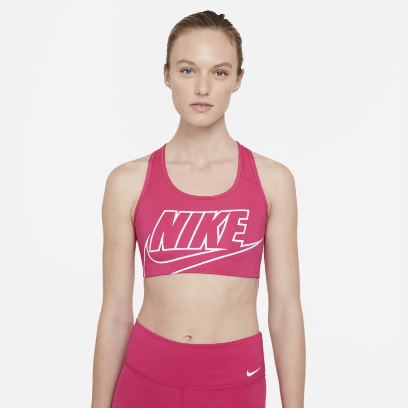 Nike Dri-FIT Swoosh Women's Medium-Support Non-Padded Logo Sports Bra - Red