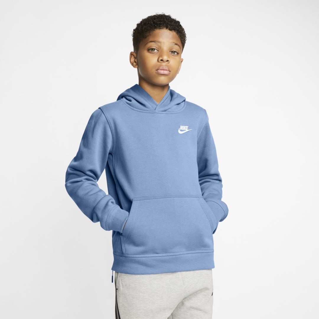 Nike Sportswear Club Big Kids' Pullover Hoodie In Psychic Blue,white