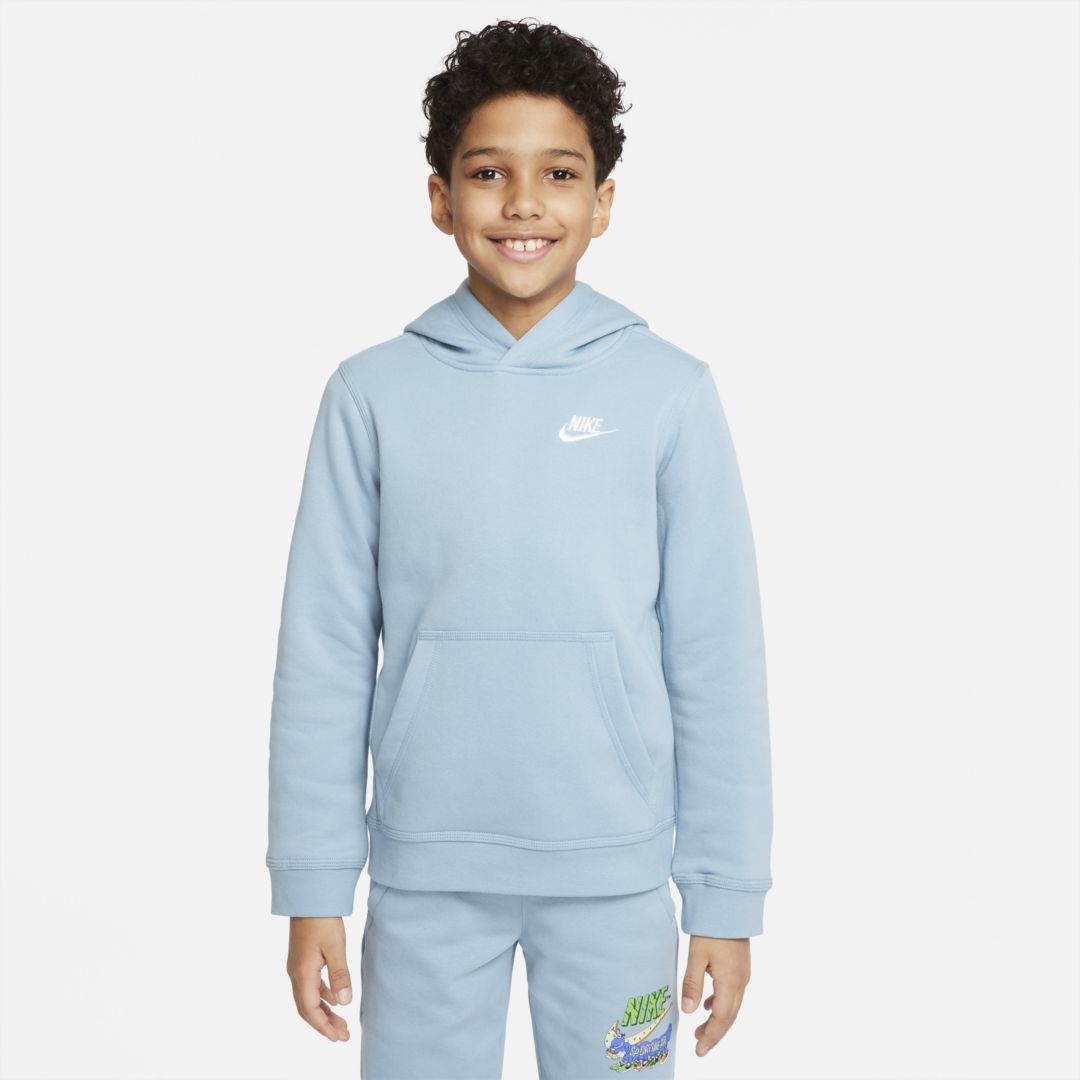 Nike Sportswear Club Big Kids' Pullover Hoodie In Worn Blue,white