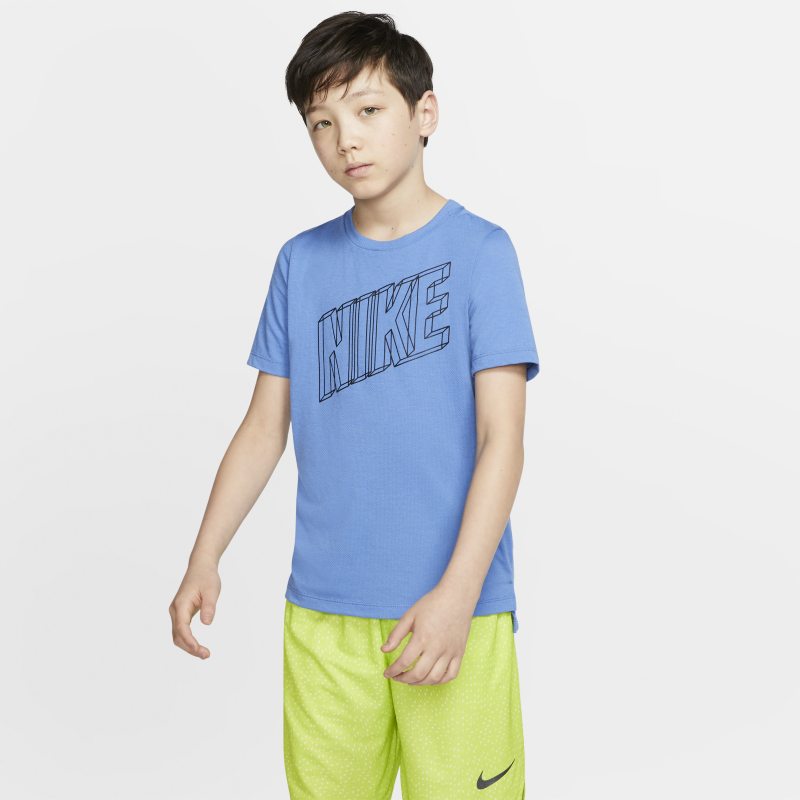 Nike Breathe Kurzarm-Oberteil mit Grafik für ältere Kinder (Jungen) - Blau