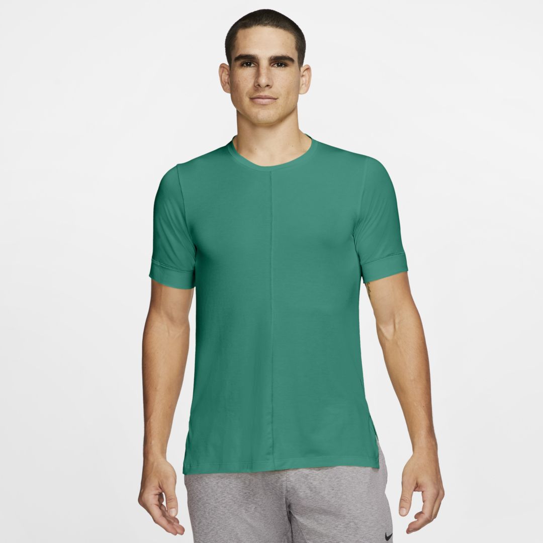 Nike Yoga Dri-fit Men's Short-sleeve Top In Neptune Green,black