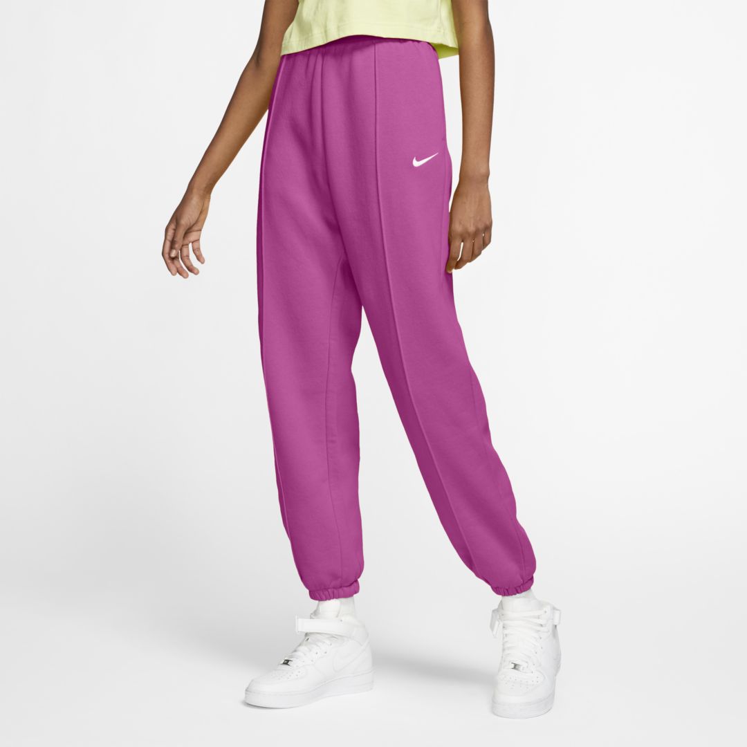 Nike Sportswear Essential Collection Women's Fleece Pants In Active Fuchsia,white