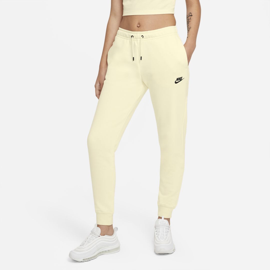Nike Sportswear Essential Women's Fleece Pants In Coconut Milk,black