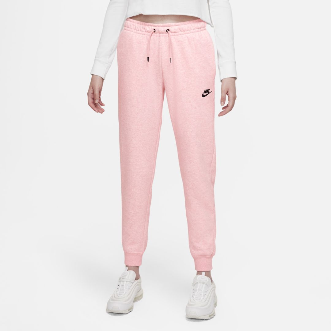 Nike Sportswear Essential Women's Fleece Pants In Pink Glaze,heather,black