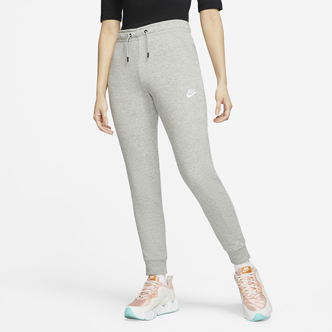 Nike Sportswear Essential fleecebukse med mellomhøyt liv til dame - Grey