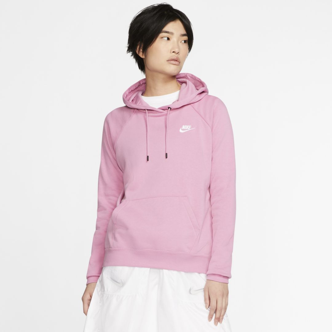 Nike Sportswear Essential Women's Fleece Pullover Hoodie In Pink