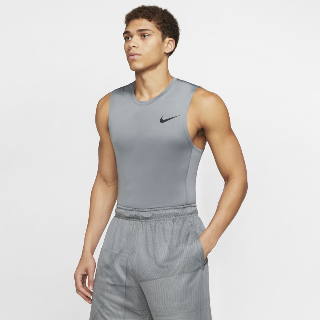 Nike Pro Men's Sleeveless Top In Smoke Grey,black
