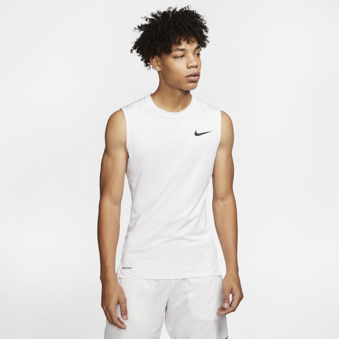 Nike Pro Men's Sleeveless Top In White/black