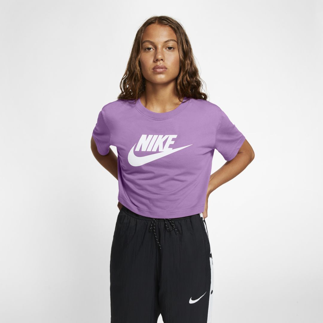 Nike Sportswear Essential Women's Cropped T-shirt In Violet Shock,white