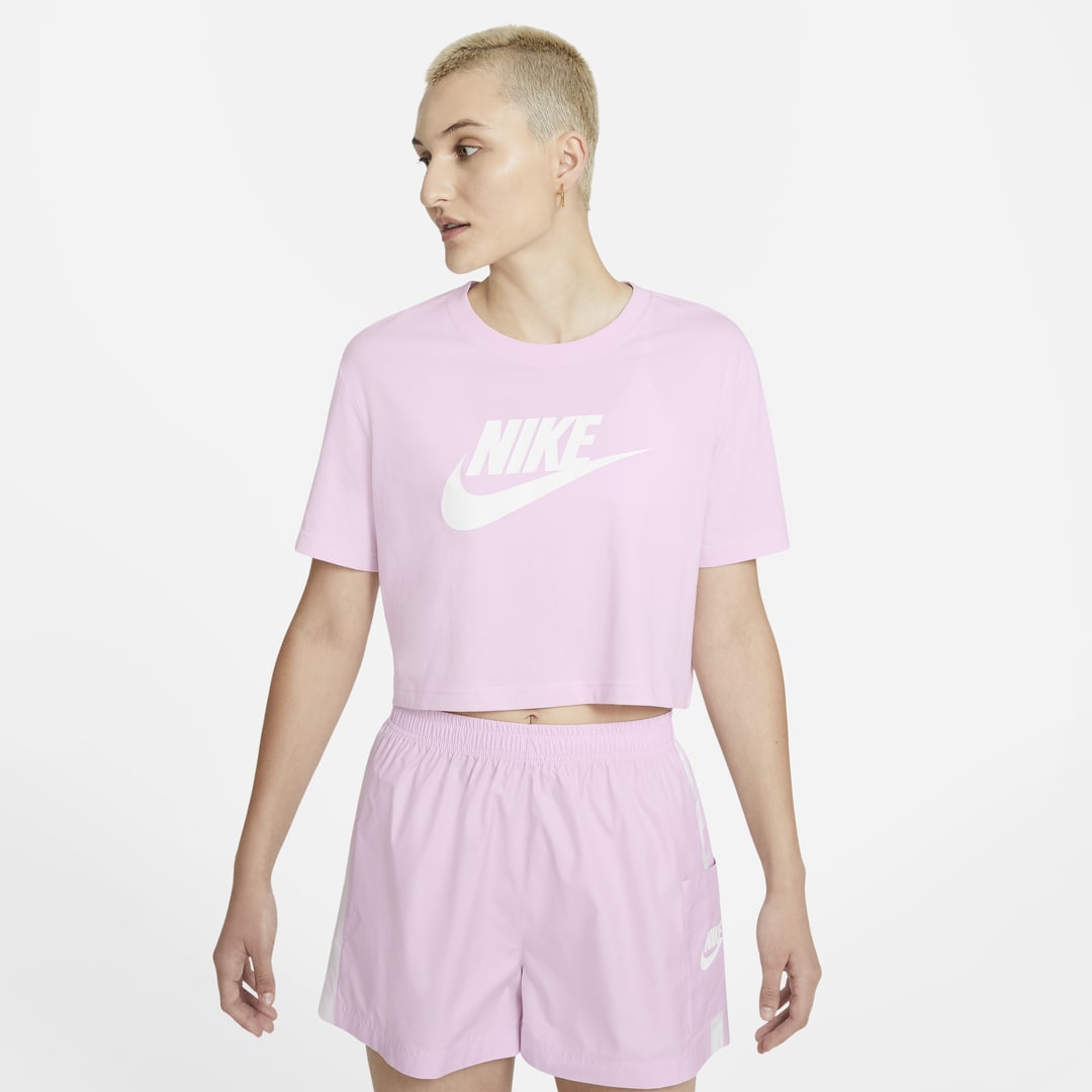 Nike Sportswear Essential Women's Cropped T-shirt In Regal Pink,white