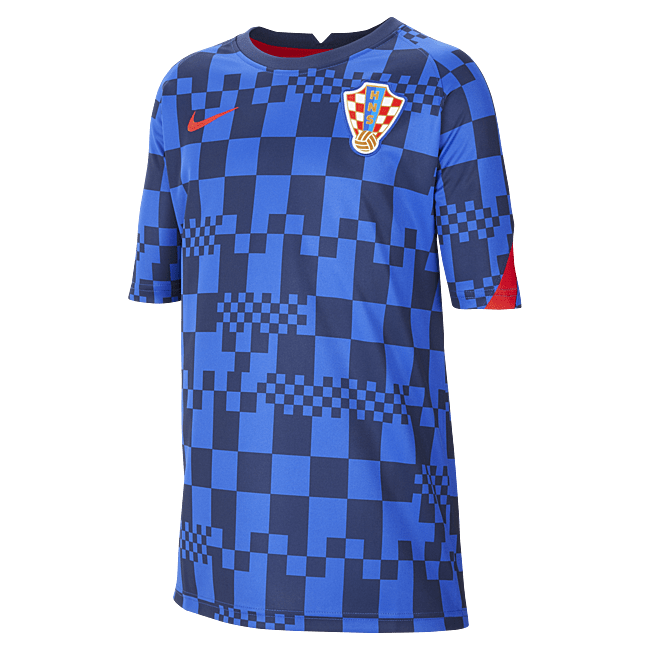 фото Игровая футболка с коротким рукавом и символикой хорватии для школьников nike dri-fit - синий