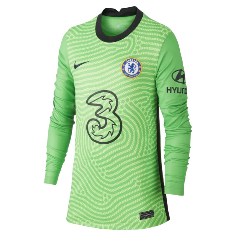 Chelsea F.C. 2020/21 Stadium Goalkeeper Older Kids' Long-Sleeve Football Shirt - Green
