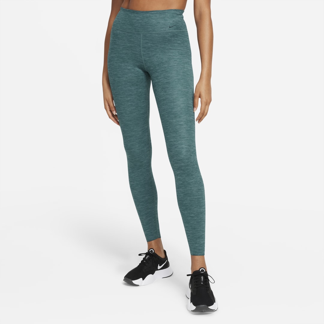 Nike One Luxe Women's Heathered Mid-rise Leggings In Dark Teal Green,clear