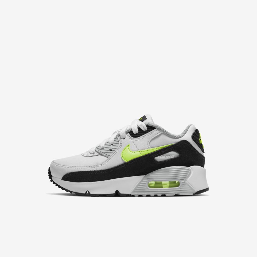 Nike Air Max 90 Little Kidsâ Shoes In White,black,neutral Grey,hot Lime