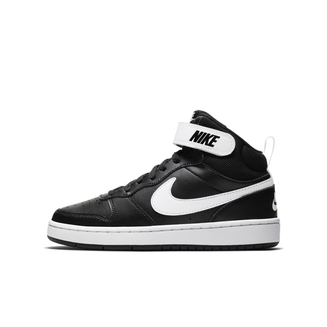 Shop Nike Court Borough Mid 2 Big Kids' Shoes In Black,white