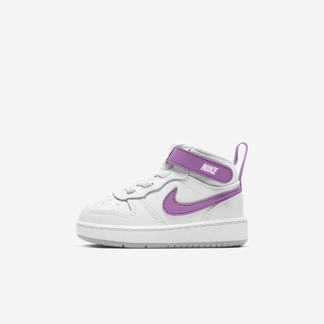 Nike Court Borough Mid 2 Baby/toddler Shoes In White,light Smoke Grey,fuchsia Glow